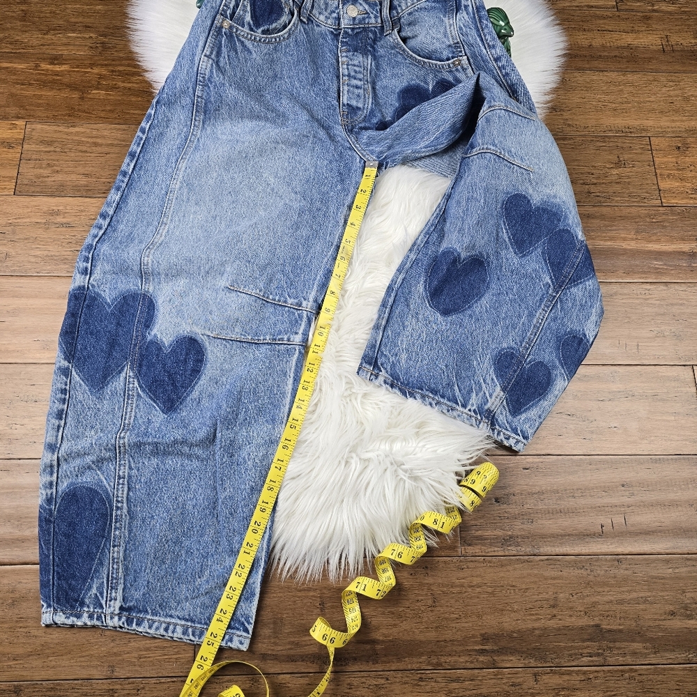 Free People We The Free People Heart Shadow Barrel Good Luck Jeans 27 - Picture 5 of 14